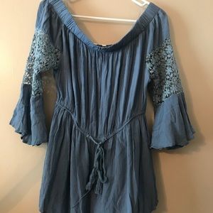 Light Blue Off Shoulder Romper